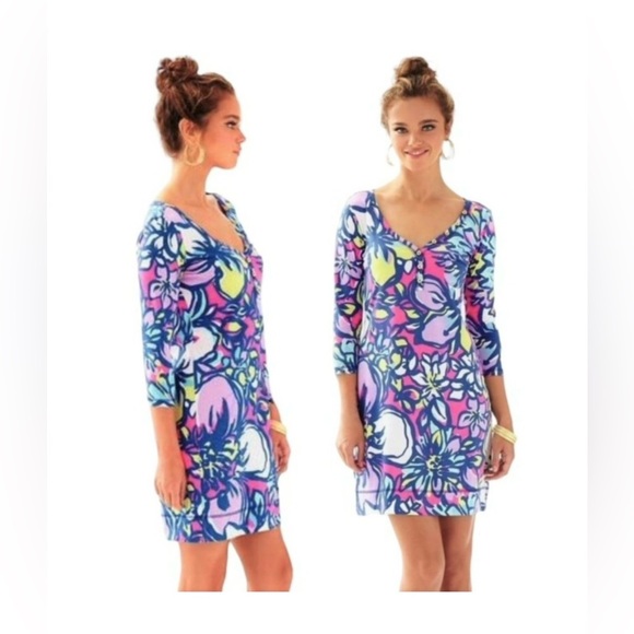 Lily Pulitzer Palmetto Tshirt Dress Tropical Pink Catwalk Dress Size XSmall - Picture 3 of 8
